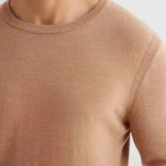 Express Crew Neck 100% Merino Wool Sweater Camel Heather Men's Large NWT - Picture 5 of 5